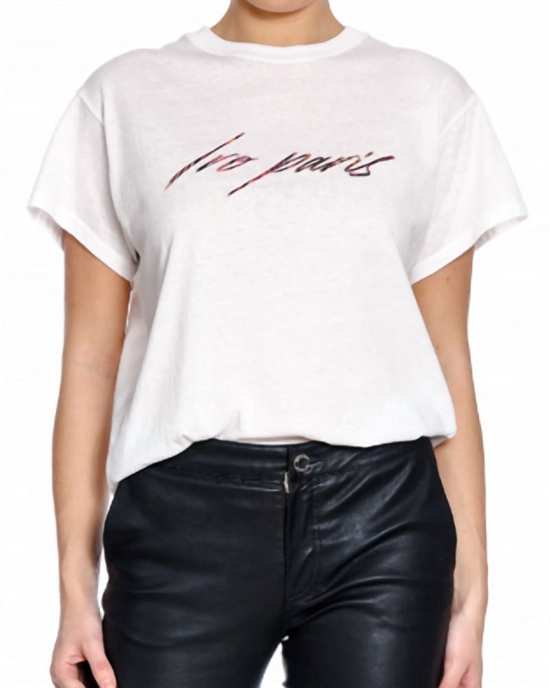Front of a model wearing a size L Lyka T-Shirt in White in White by IRO. | dia_product_style_image_id:333826